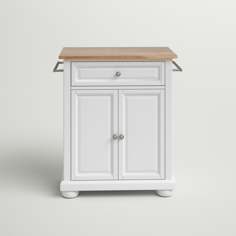 Three Posts™ Hedon 31'' Wide Rolling Kitchen Cart with Solid Wood Top